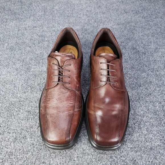 Ecco Helsinki 2 Shoes Mens Sz 9 Brown Leather Oxford Dress Bike Toe Derby *READ* - Picture 3 of 16